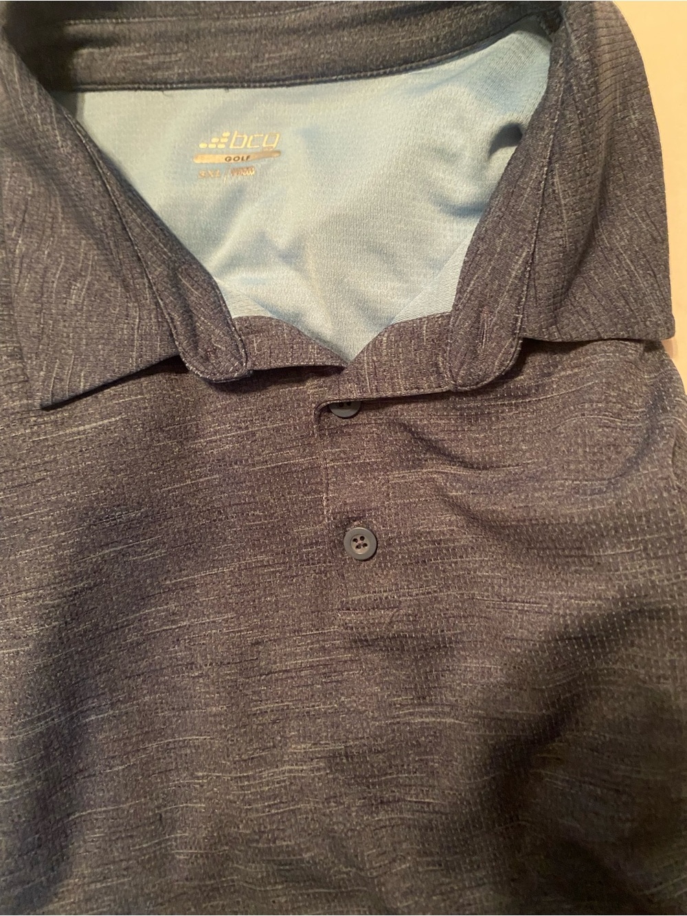 bcg Men's Heathered Charcoal Polo with Light Blue Inner golf performance wear